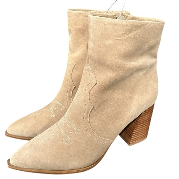 Steve Madden Stable Sand Suede Western Cowboy Ankle Zipper Booties Boots 11 NEW - Picture 3 of 14
